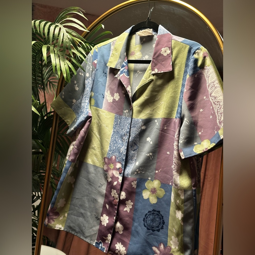 Cottagecore Patchwork Short Sleeve Shirt